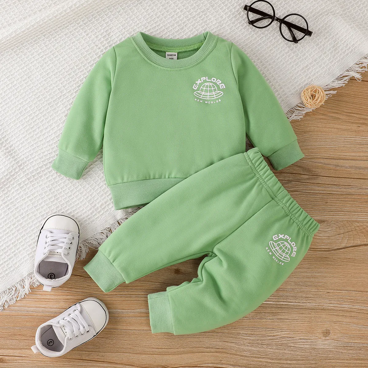 2 Pieces Set Baby Kid Boys Solid Color Letters Tops And Pants Wholesale 24030134