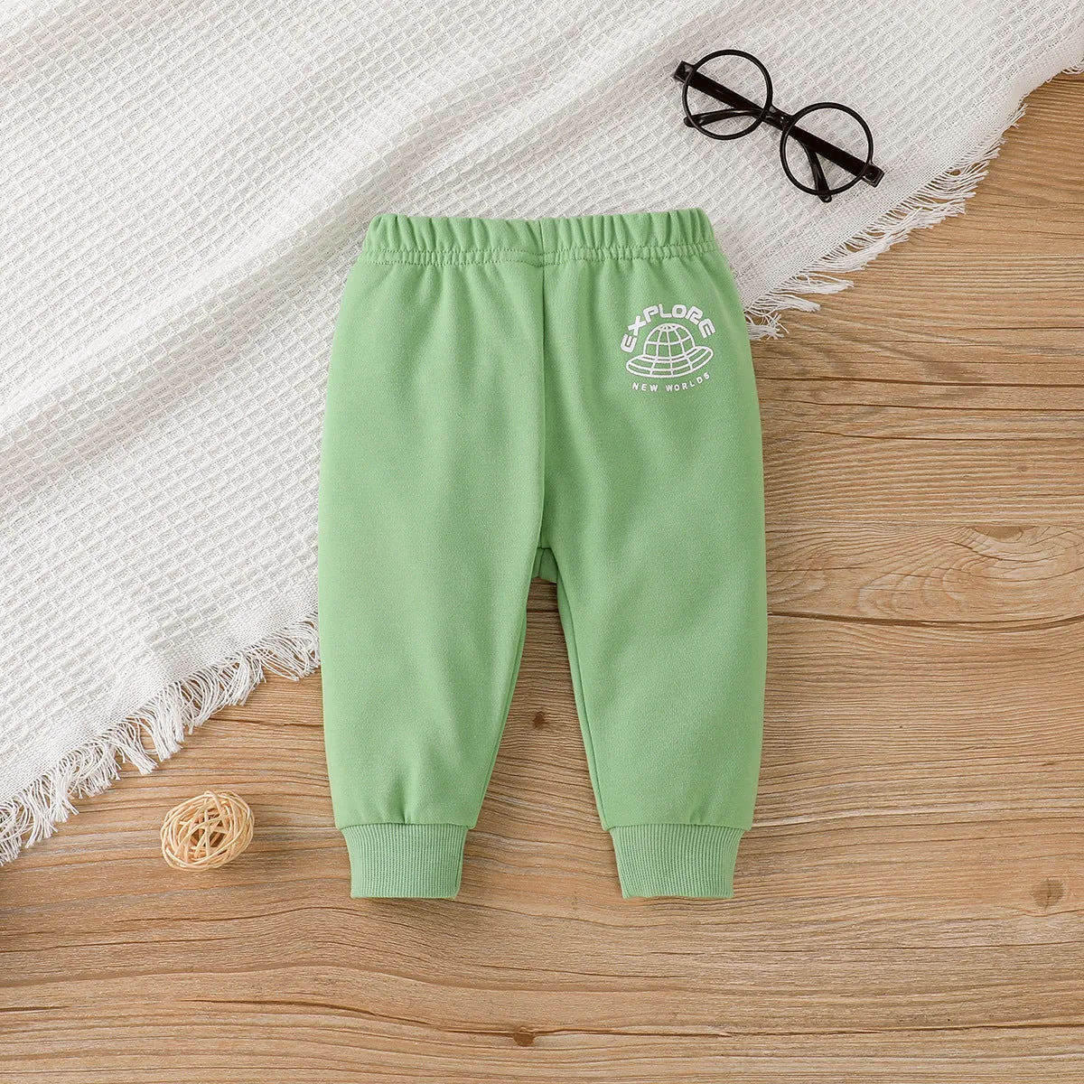 2 Pieces Set Baby Kid Boys Solid Color Letters Tops And Pants Wholesale 24030134