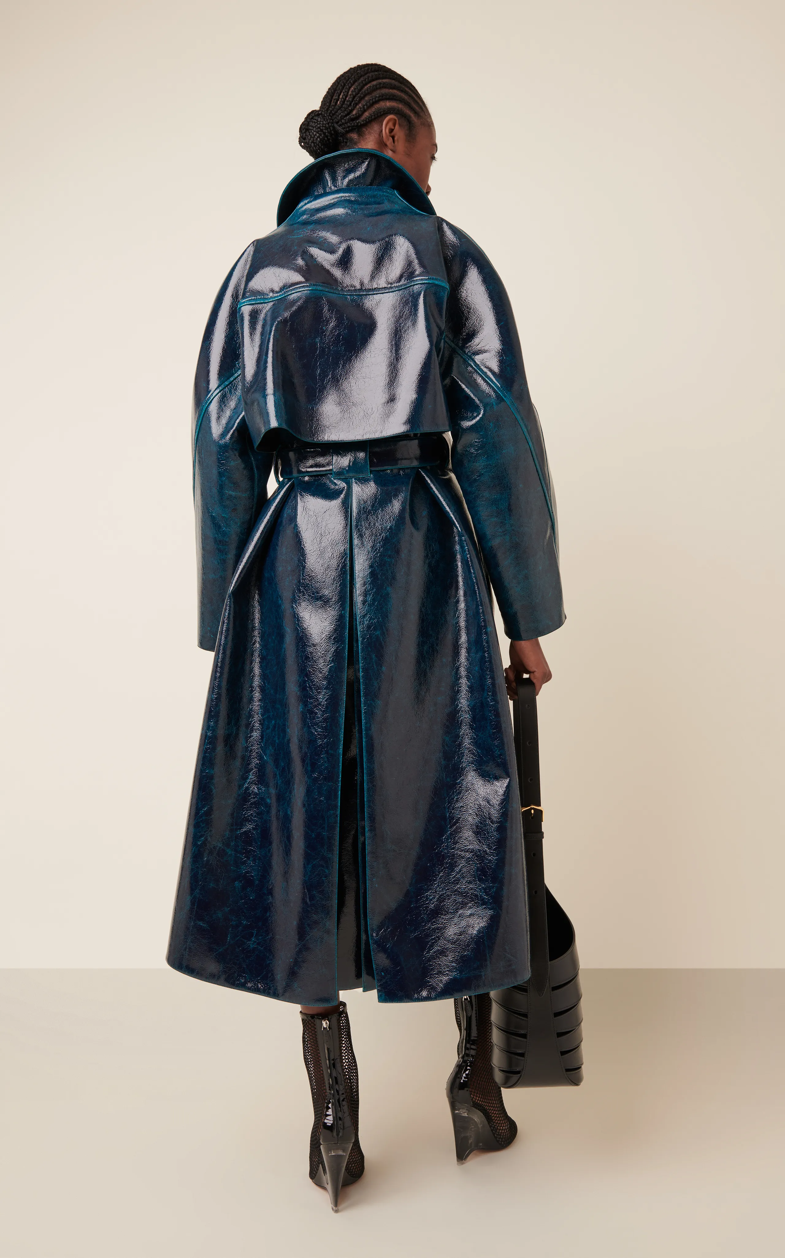 ALAÏA Lacquered Wool-Blend Trench Coat