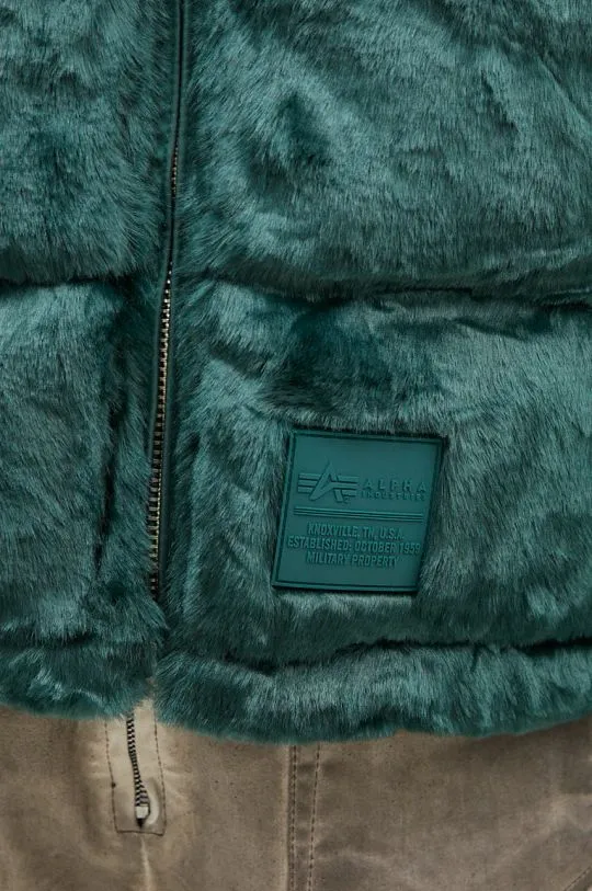 Alpha Industries jacket Fur Puffer women's green color 148002