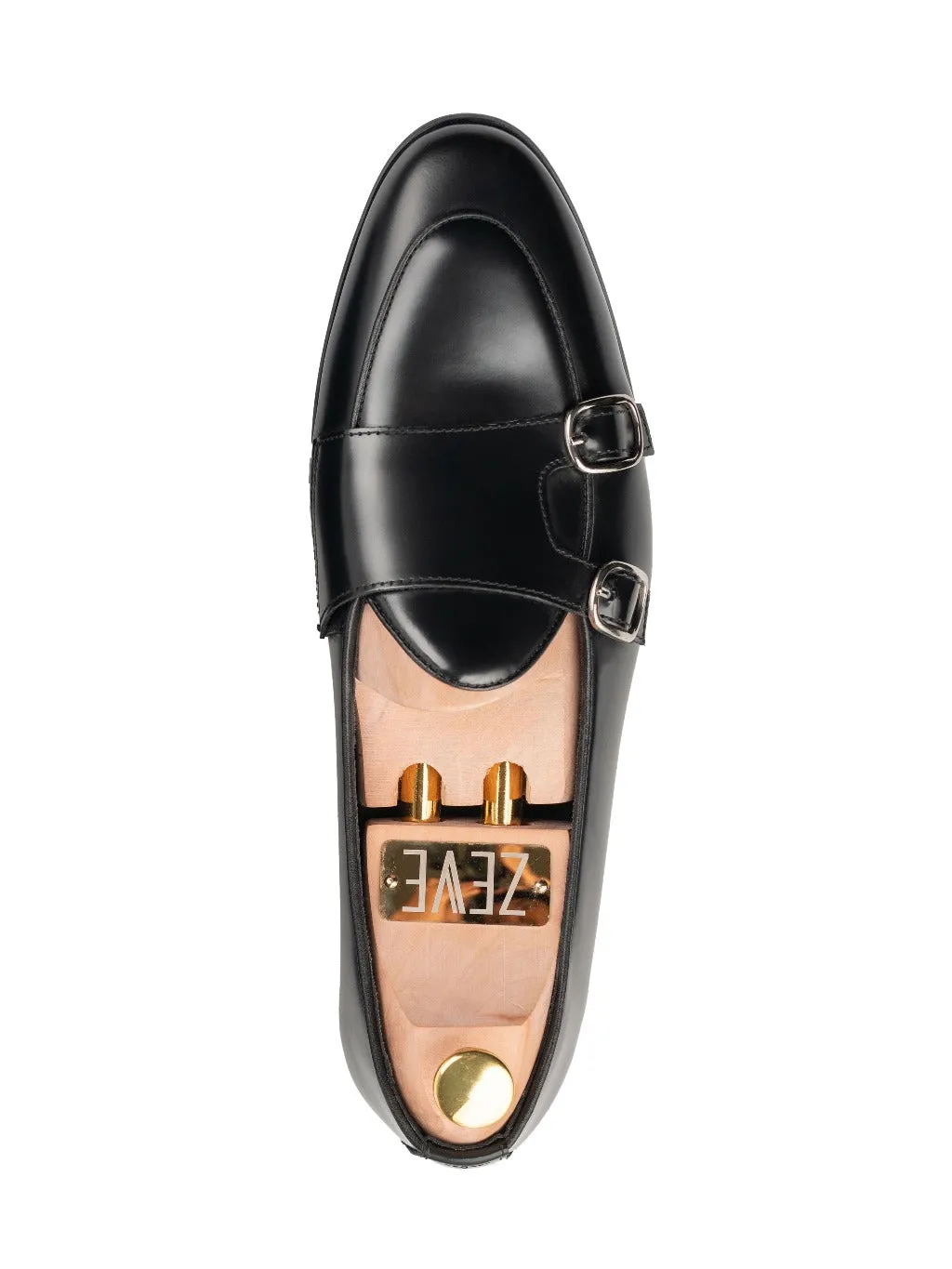 Andre Belgian Loafer - Black Polished Double Monk Strap