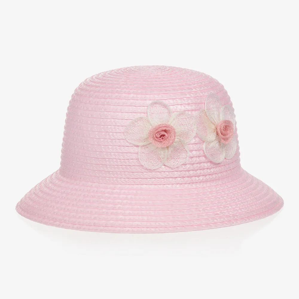 Baby Girls Pink Straw Hat