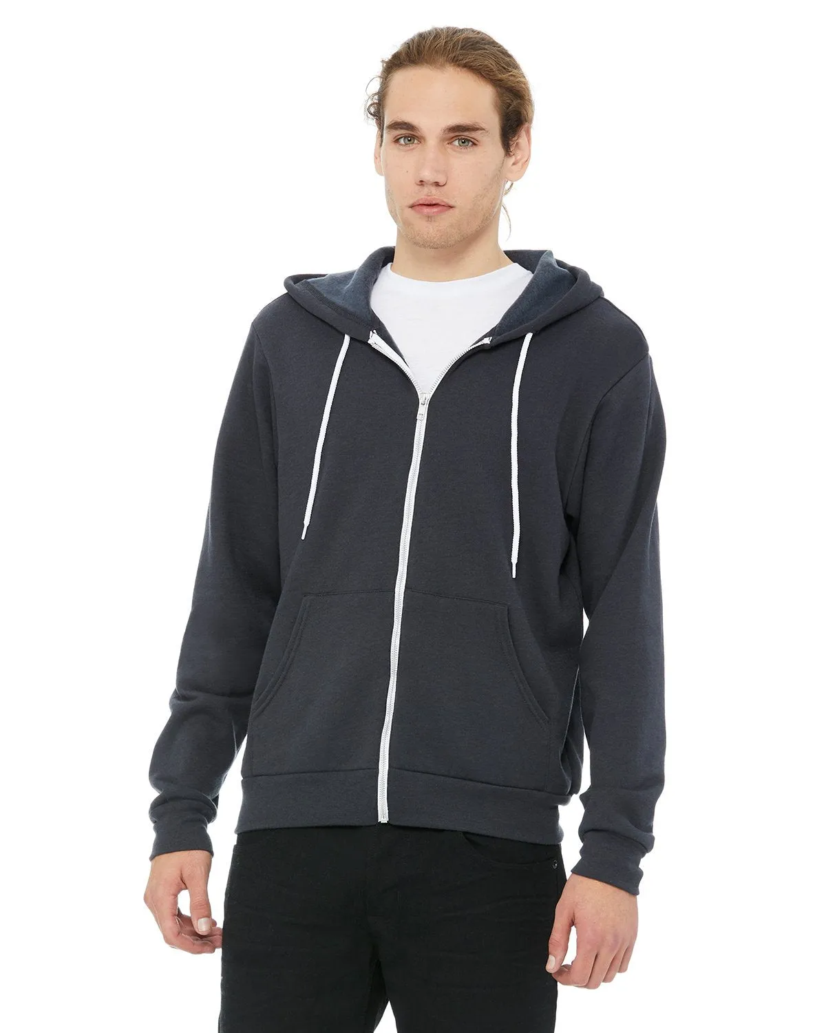 Bella + Canvas Unisex Poly-Cotton Fleece Full-Zip Hoodie 3739 Dark Grey