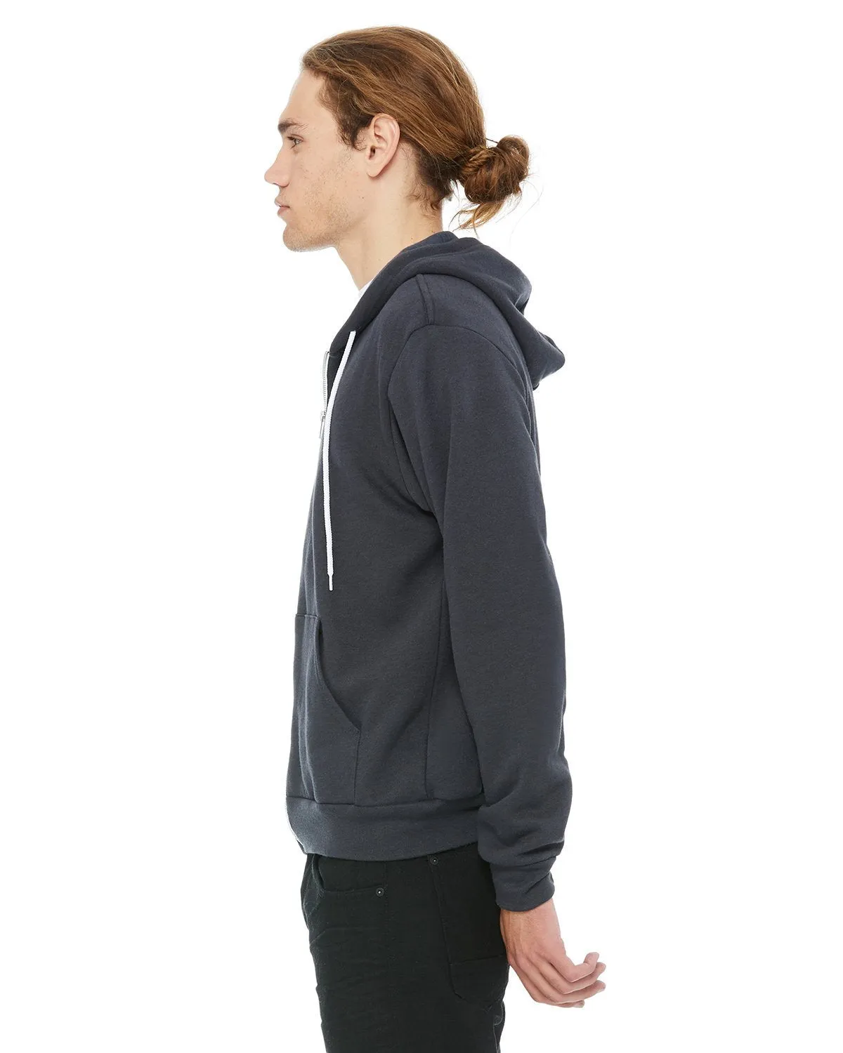 Bella + Canvas Unisex Poly-Cotton Fleece Full-Zip Hoodie 3739 Dark Grey