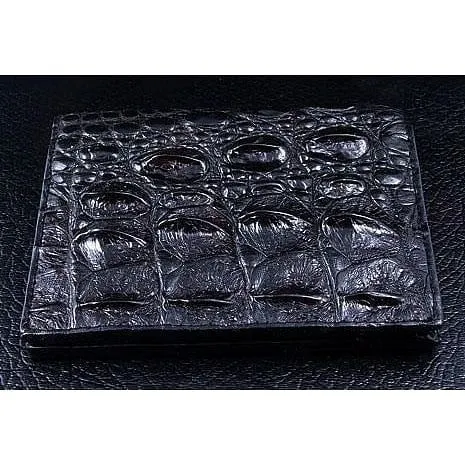 Black Backbone Crocodile Long Mens Wallet