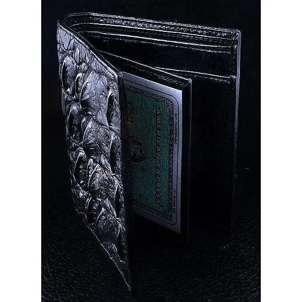 Black Backbone Crocodile Long Mens Wallet