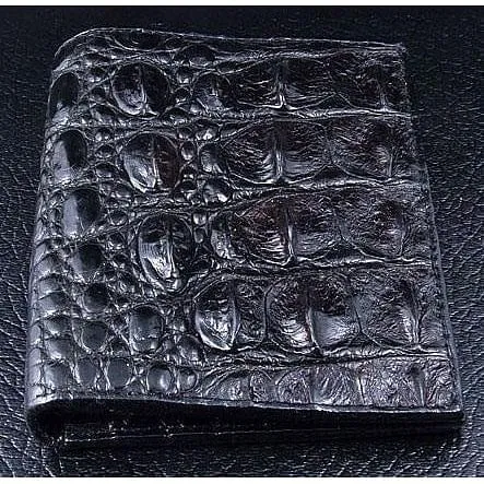 Black Backbone Crocodile Long Mens Wallet