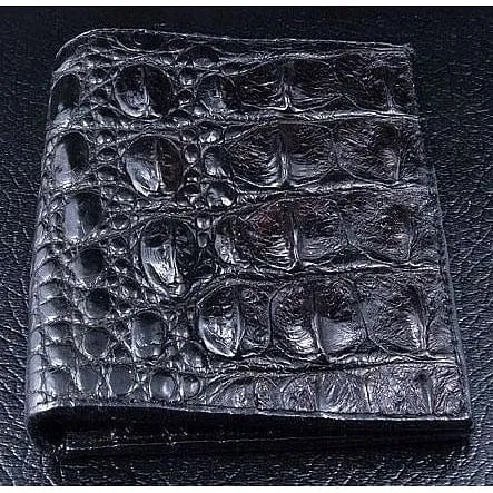 Black Backbone Crocodile Long Mens Wallet