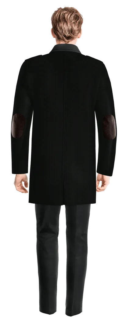 Black Chesterfield Coat with elbow Patches