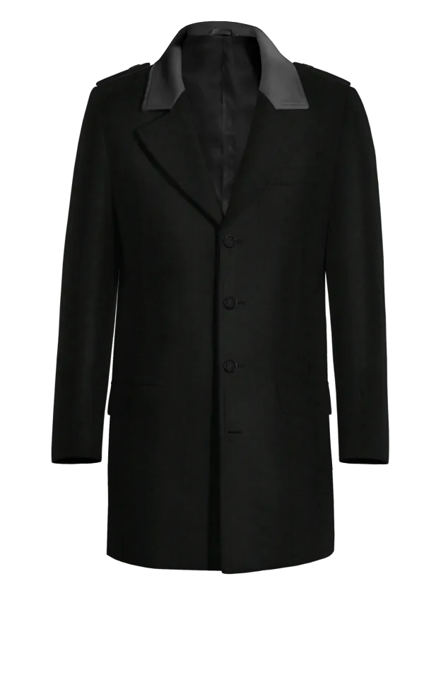 Black Chesterfield Coat with elbow Patches