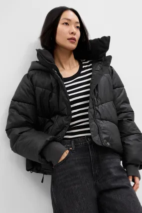 Black Cropped ColdControl Max Puffer Coat