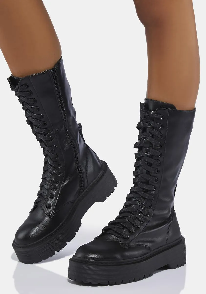 Black Kendall Combat Boots-