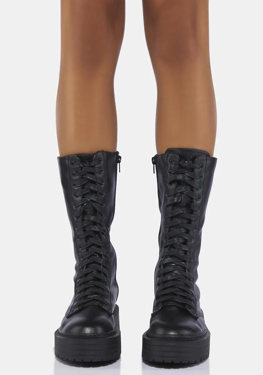 Black Kendall Combat Boots-