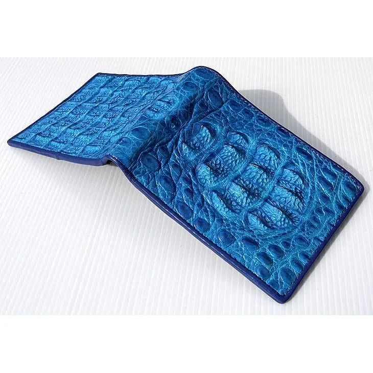 Blue Hornback Crocodile Mens Wallet