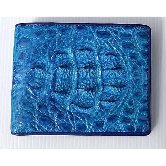 Blue Hornback Crocodile Mens Wallet