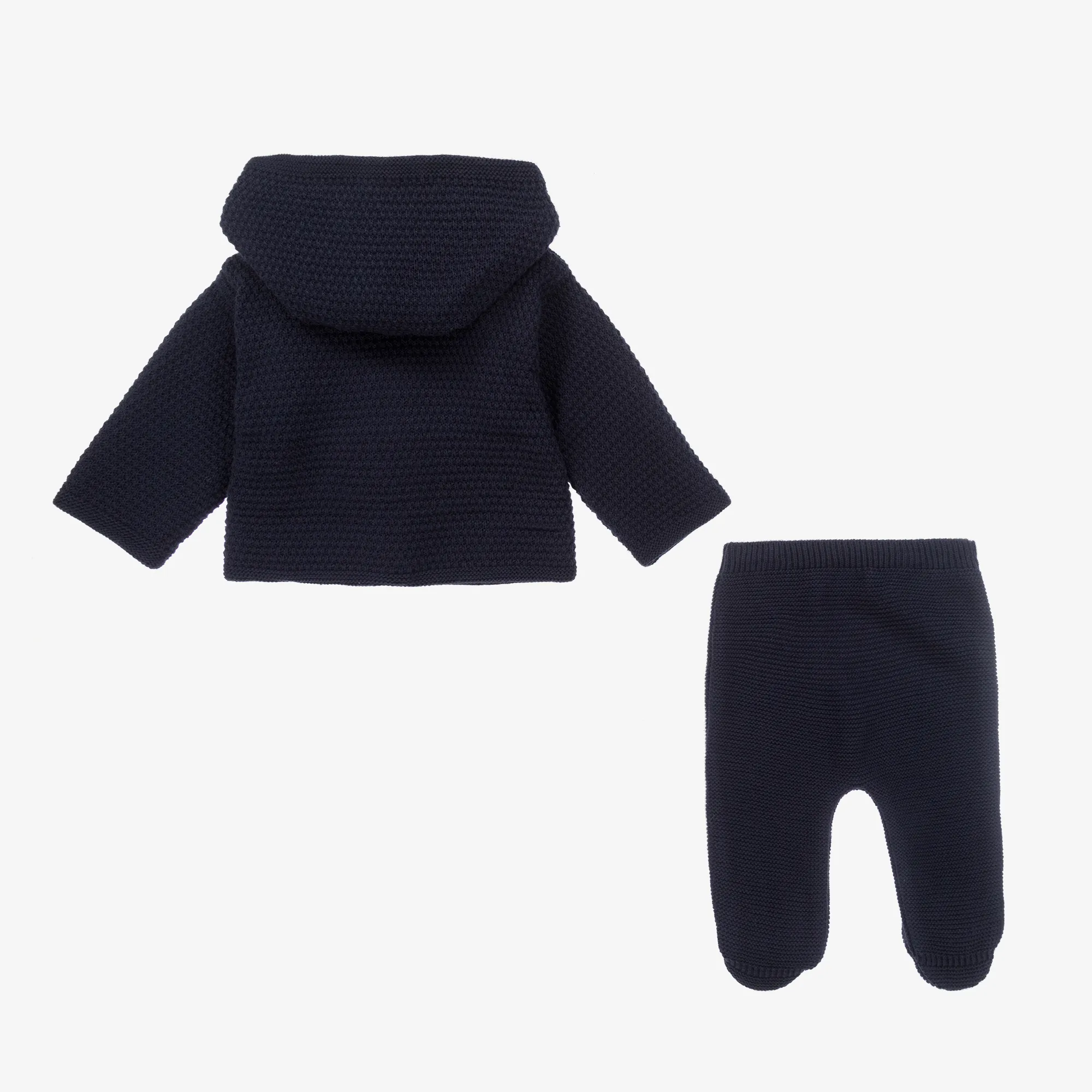 Blue Knitted Pram Coat & Bottoms Set