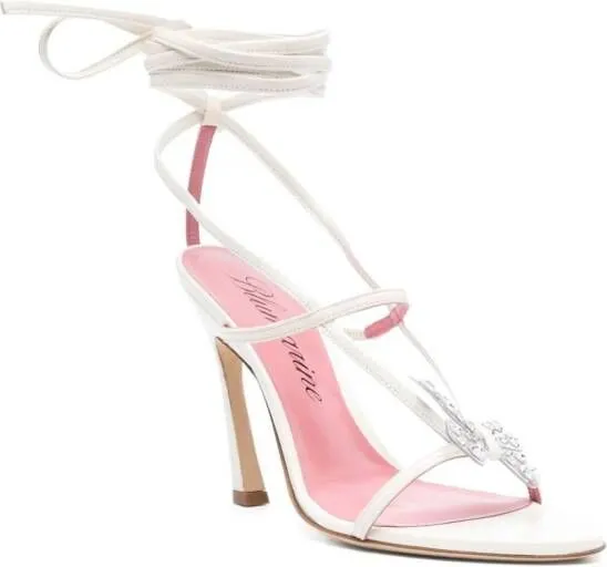 Blumarine 105mm lace-up leather sandals White