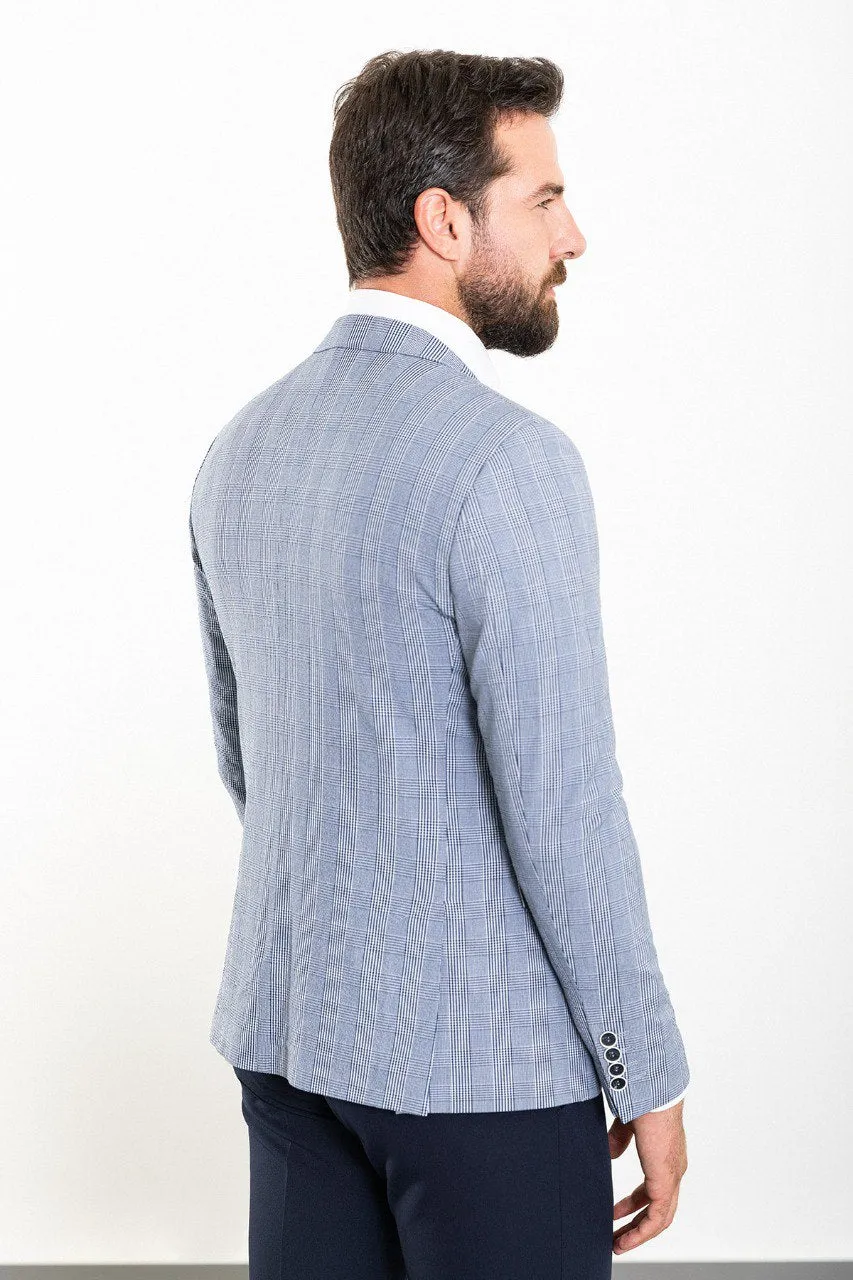 Bojoni Torretta Slim Fit Blue Plaid Blazer/Jacket