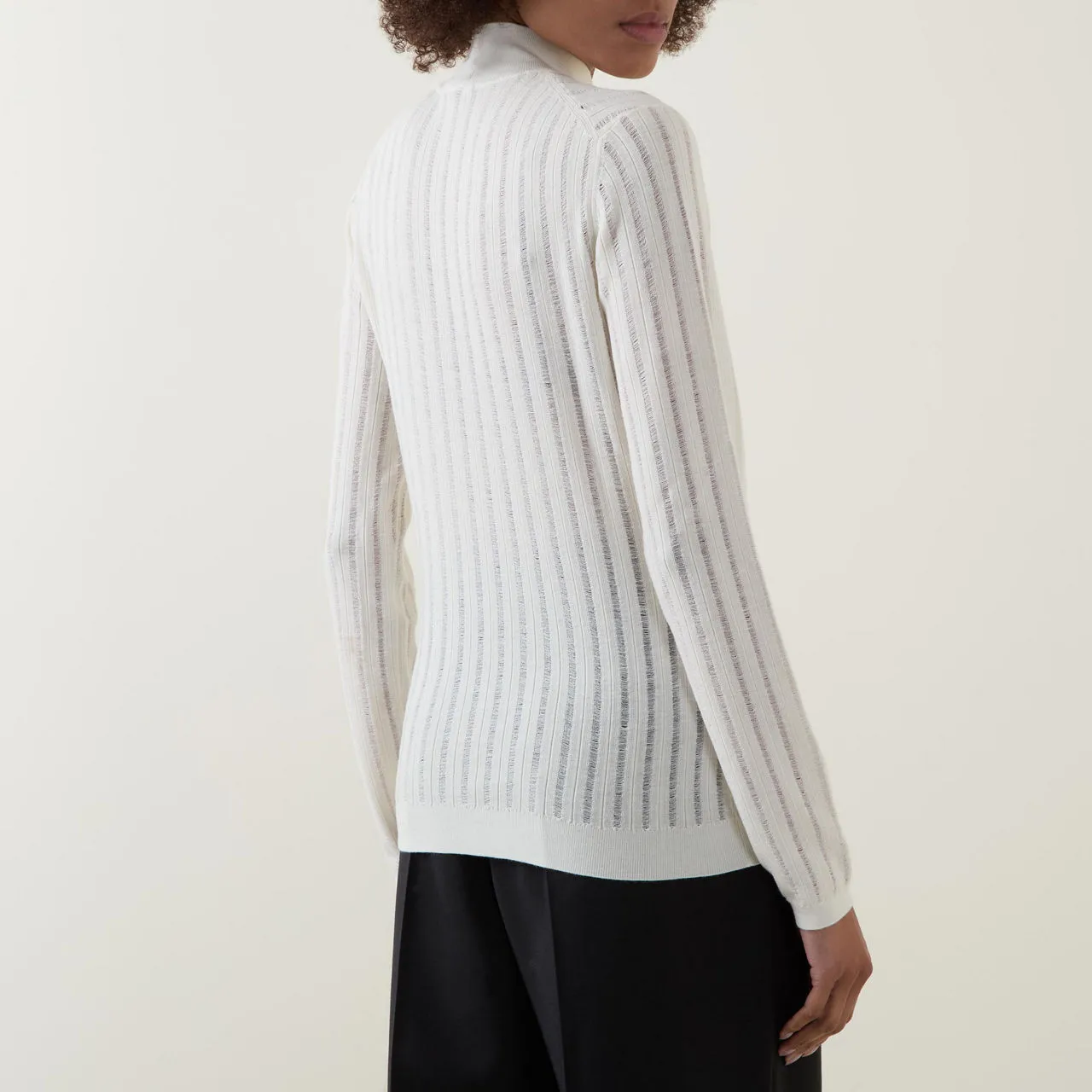 BOSS The Sustainable Edit Fatirami Sheer-Stripe Sweater - Ivory