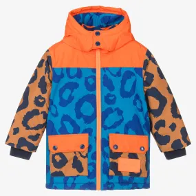 Boys Blue Leopard Print Ski Coat