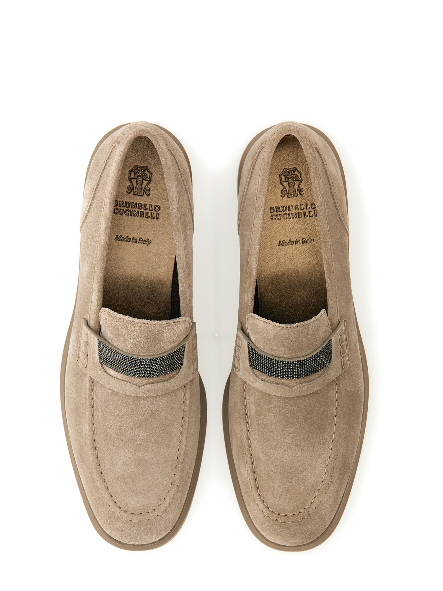 BRUNELLO CUCINELLI    SUEDE PENNY LOAFER WITH BEADWORK