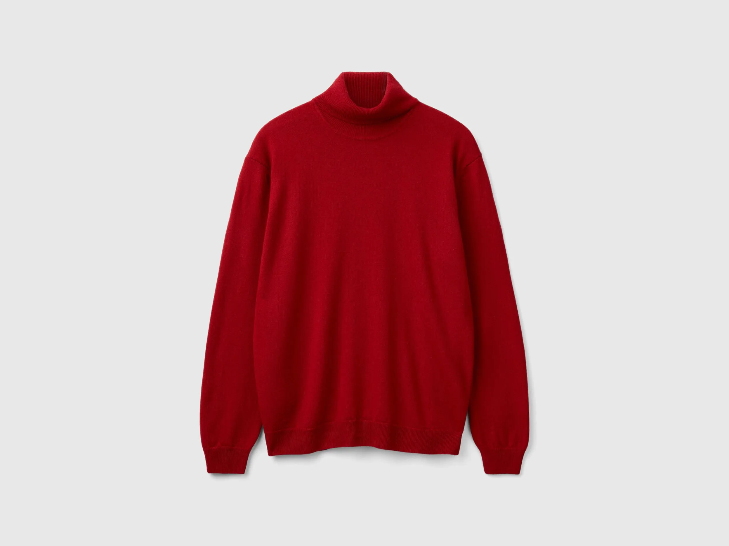 Burgundy turtleneck in pure Merino wool - Burgundy | Benetton