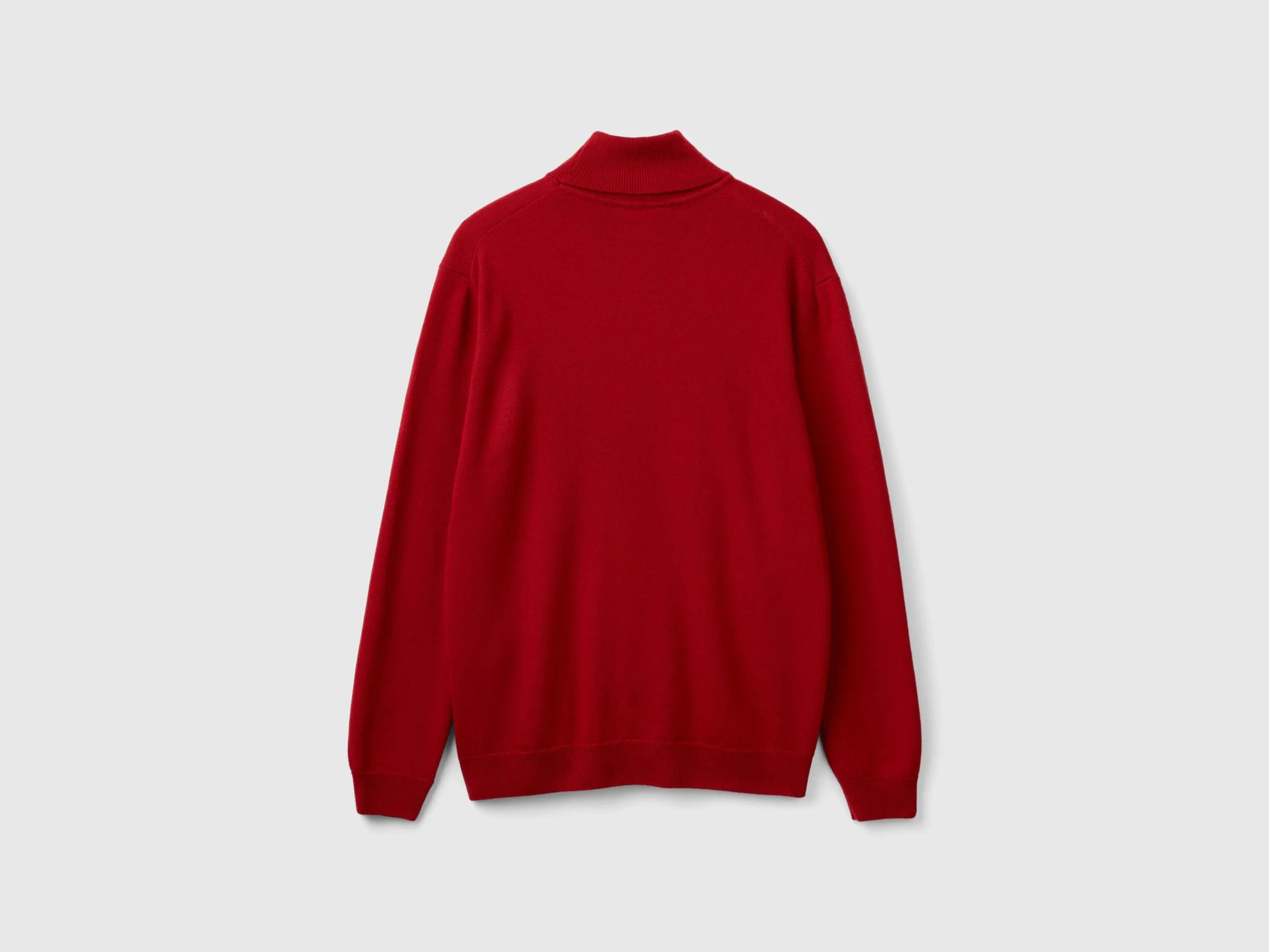 Burgundy turtleneck in pure Merino wool - Burgundy | Benetton