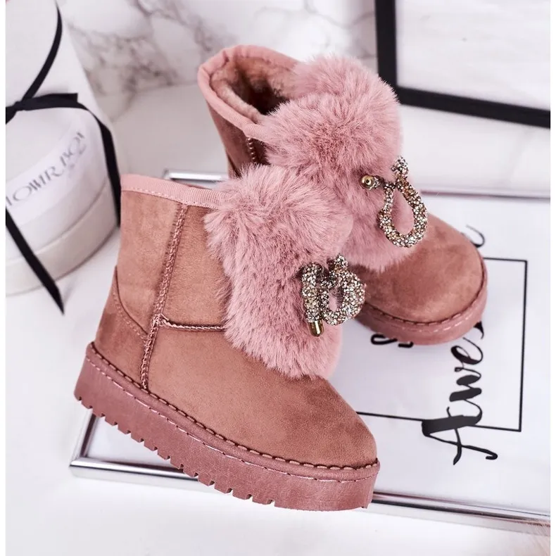 Children's Snow Boots with Fur Suede Pink Amelia
