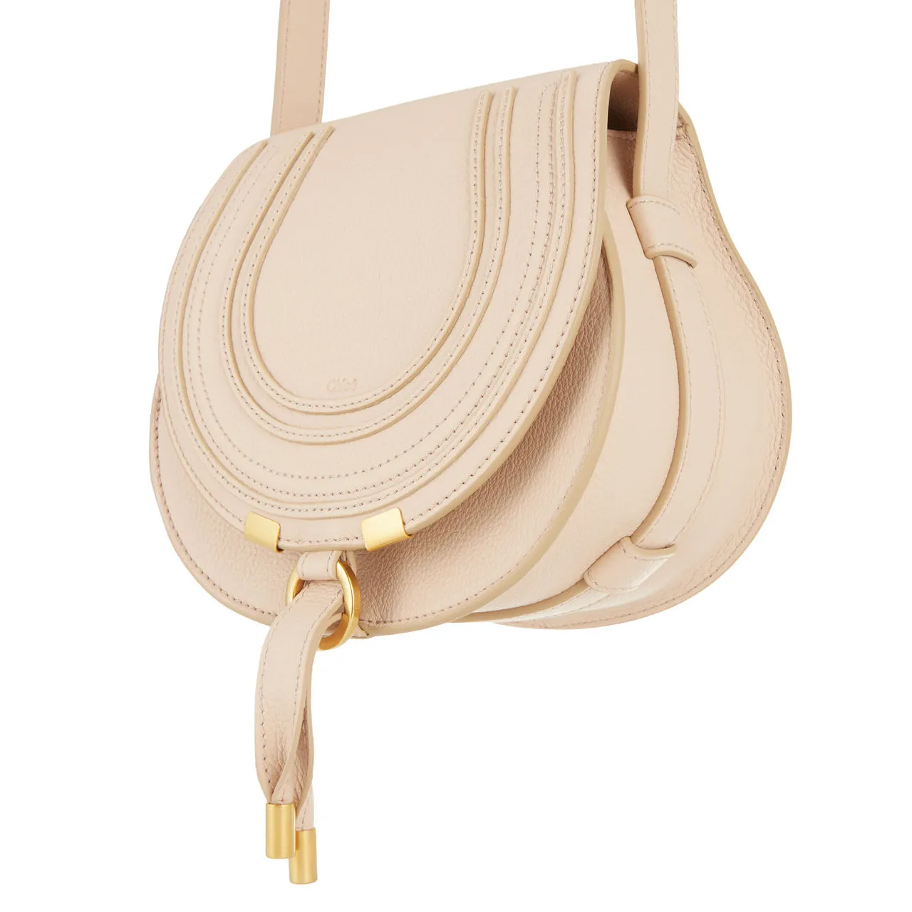 CHLOÉ The Sustainable Edit Marcie Small Saddle Crossbody Bag - Cement Pink