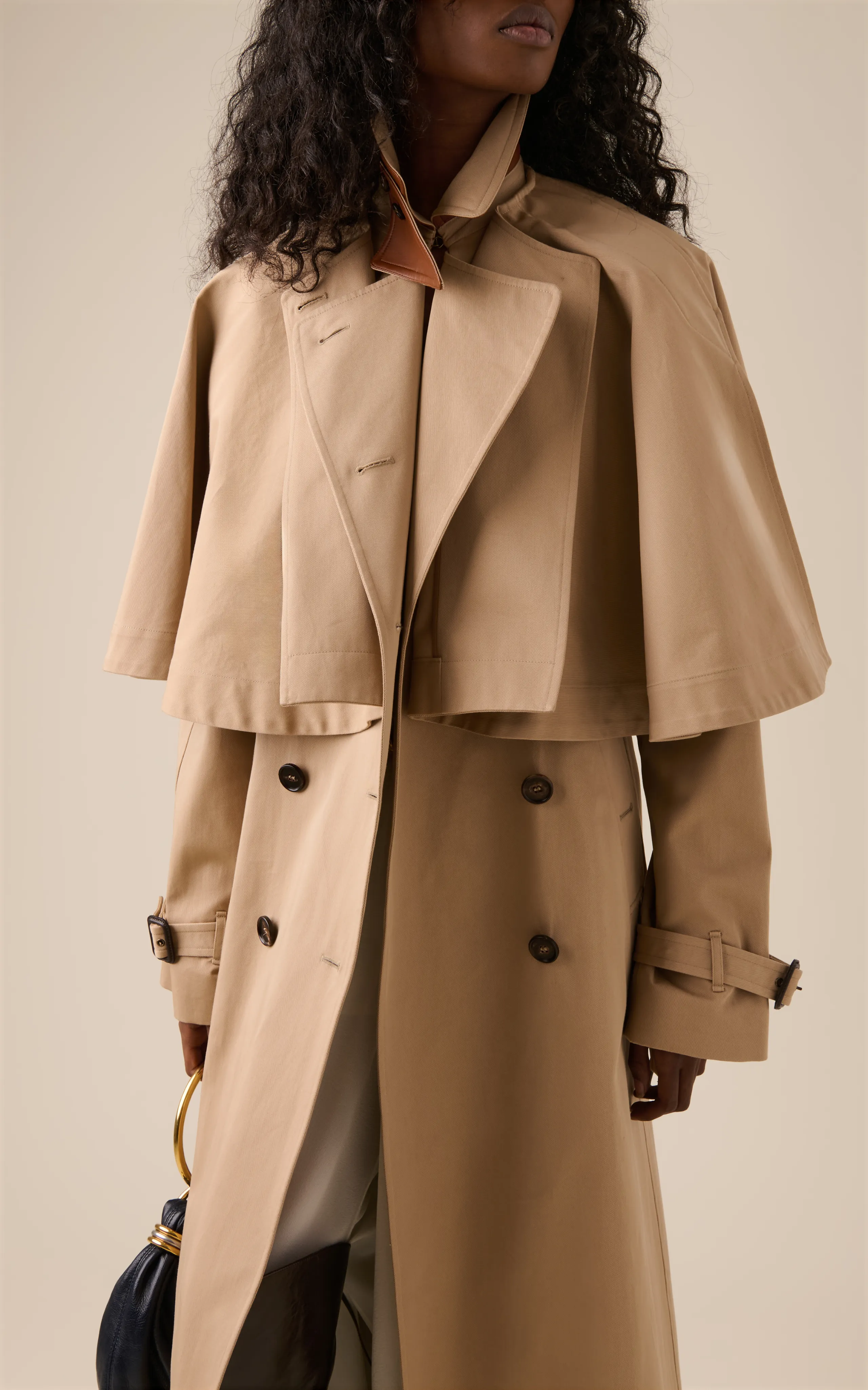 Chloé Cape-Detailed Cotton Trench Coat