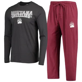 Concepts Sport Montana Grizzlies Maroon/Heathered Charcoal Meter Long Sleeve T-Shirt & Pants Sleep Set