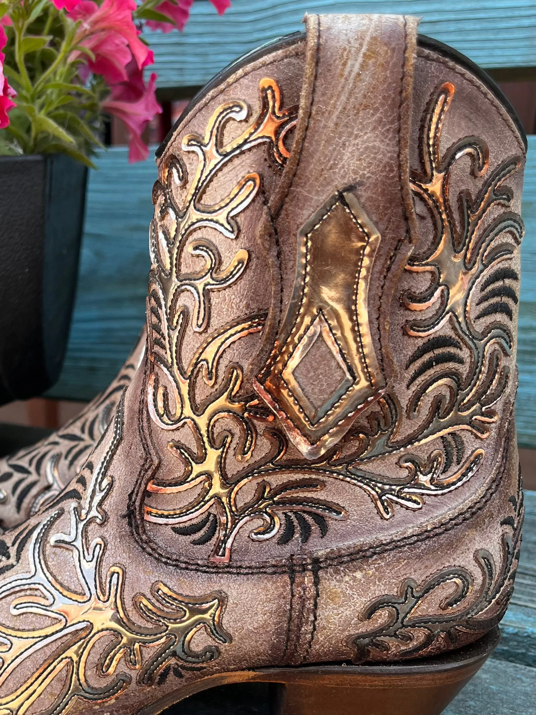 Corral Women's Golden Mirror & Black Ankle Cowgirl Boots C4007