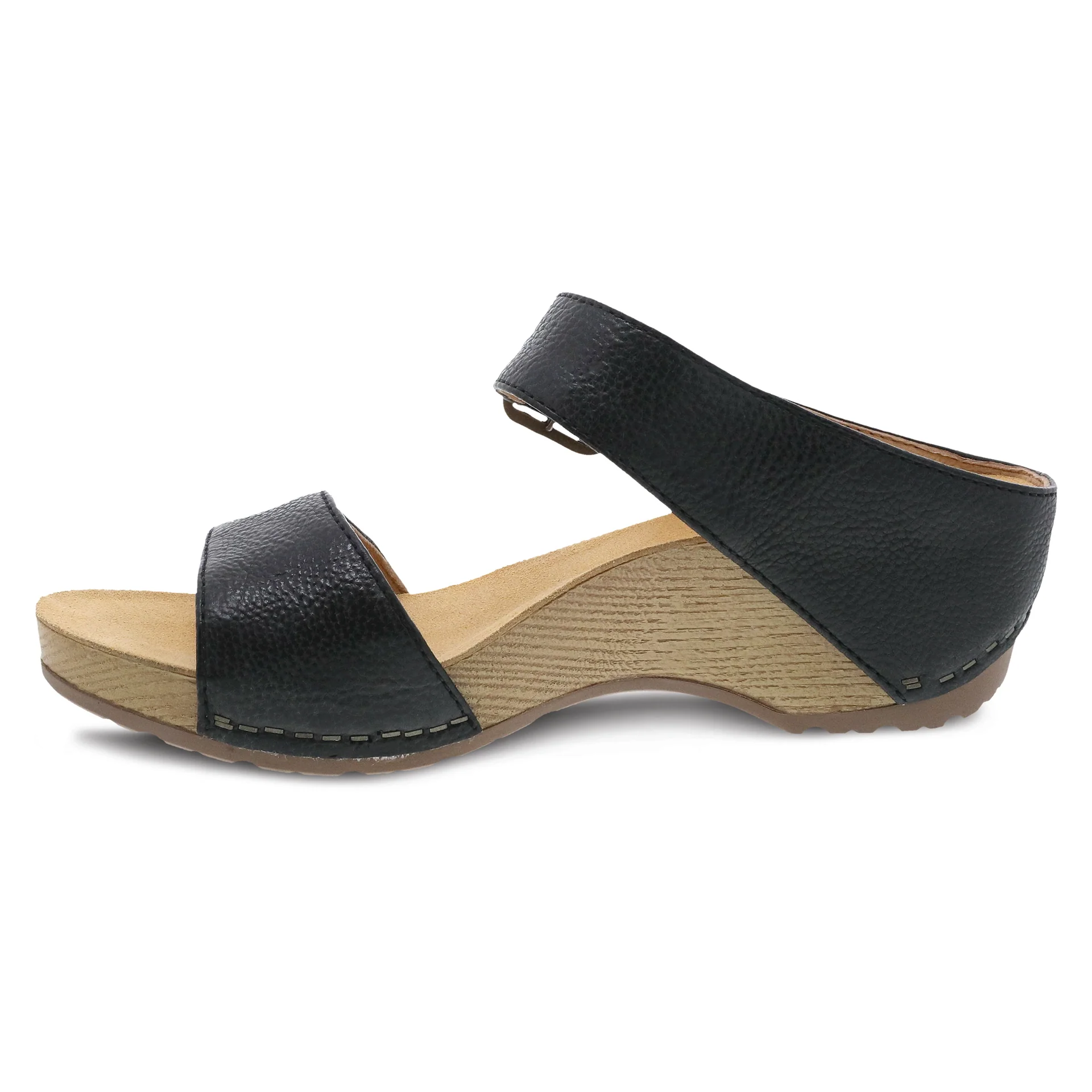 Dansko Women’s Tanya Slip On Sandals-Black Milled Burnished