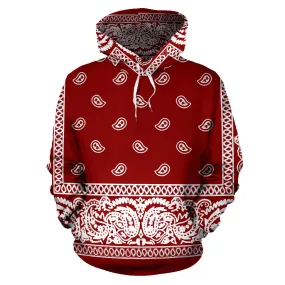 Deep Red Bandanna Hoodie