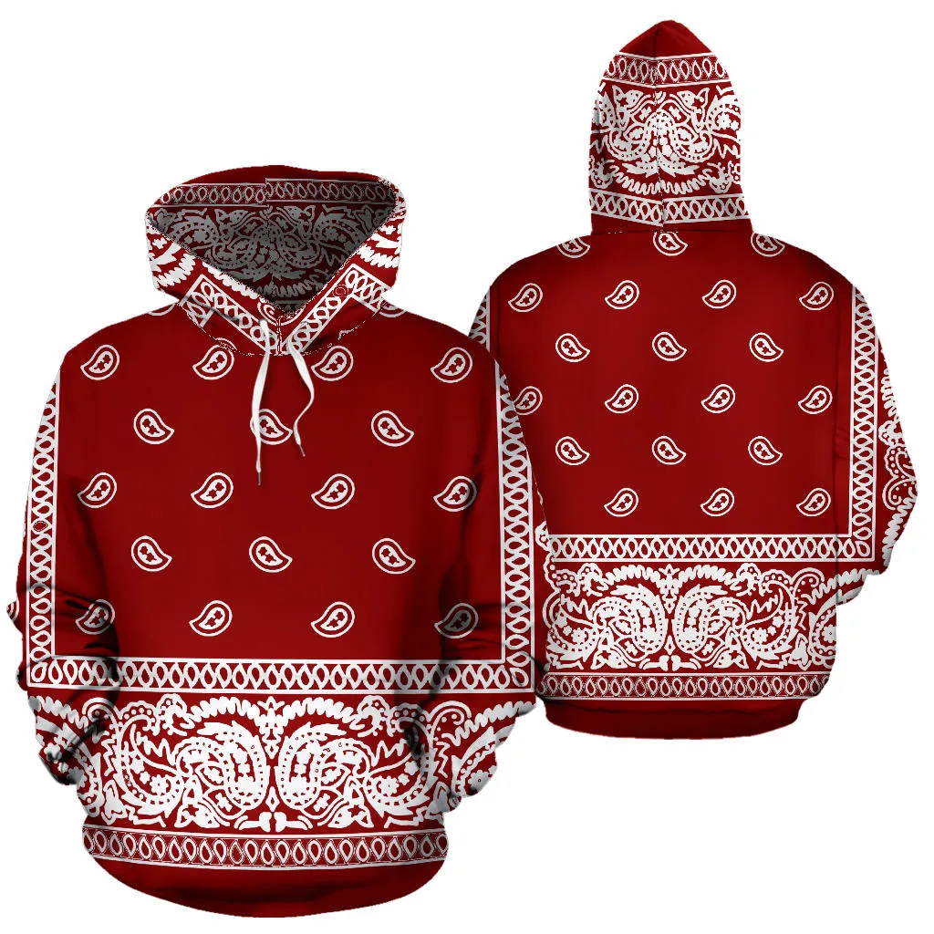 Deep Red Bandanna Hoodie