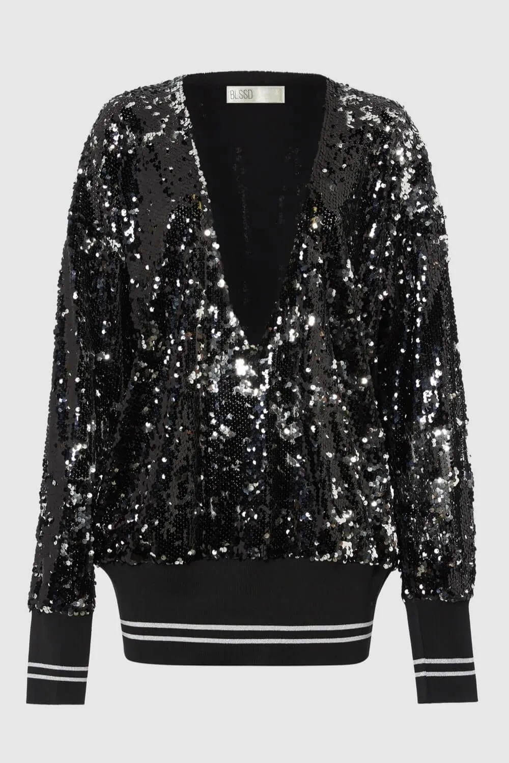 DEEP V SEQUIN SWEATER