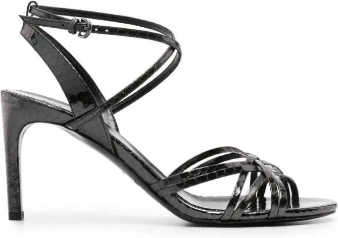 Del Carlo 85mm snakeskin-effect sandals Black