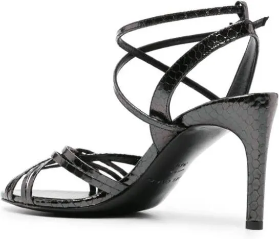 Del Carlo 85mm snakeskin-effect sandals Black