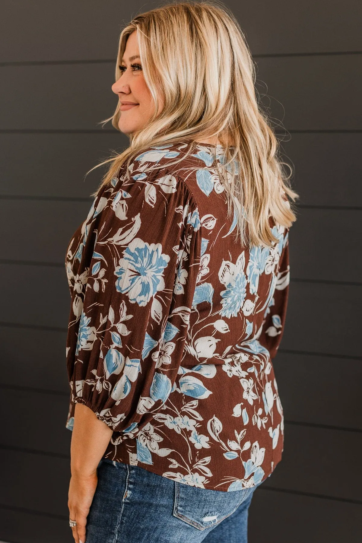 Dreaming Is Believing Floral Blouse- Brown