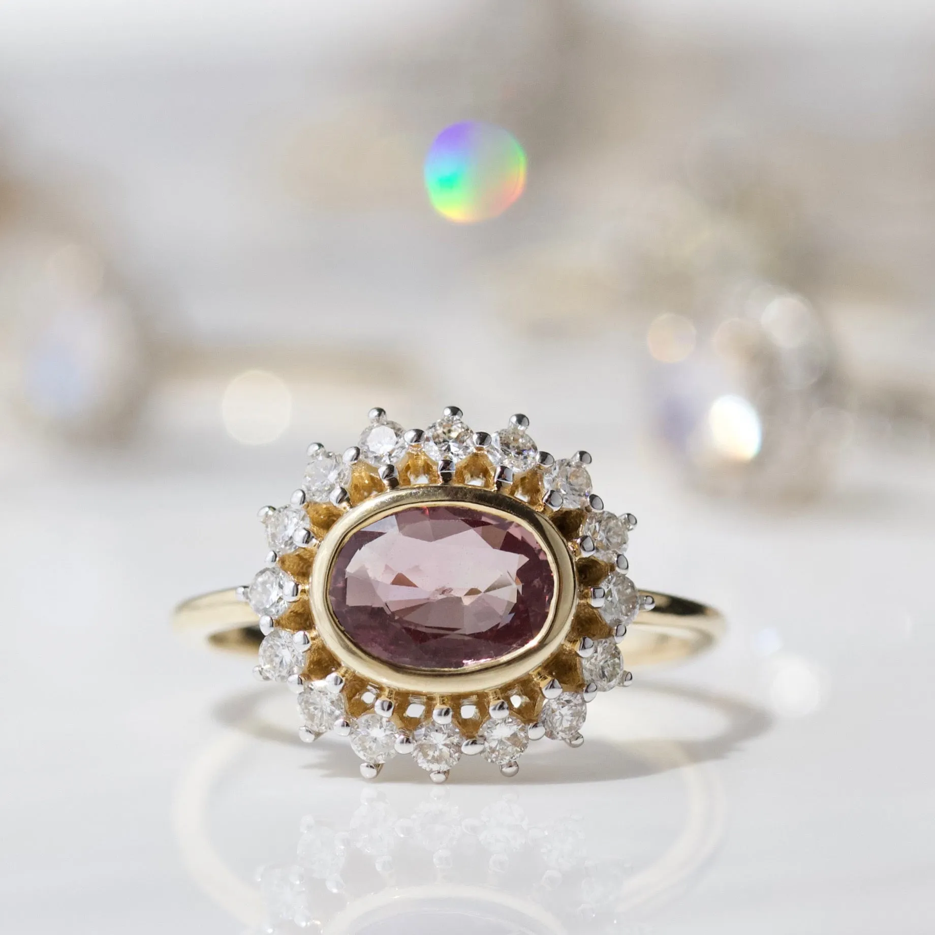 Exclusive Pink Sapphire and Diamond Ring - Size Small