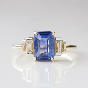 Exclusive Sapphire and White Sapphire Baguette Ring- Size Small