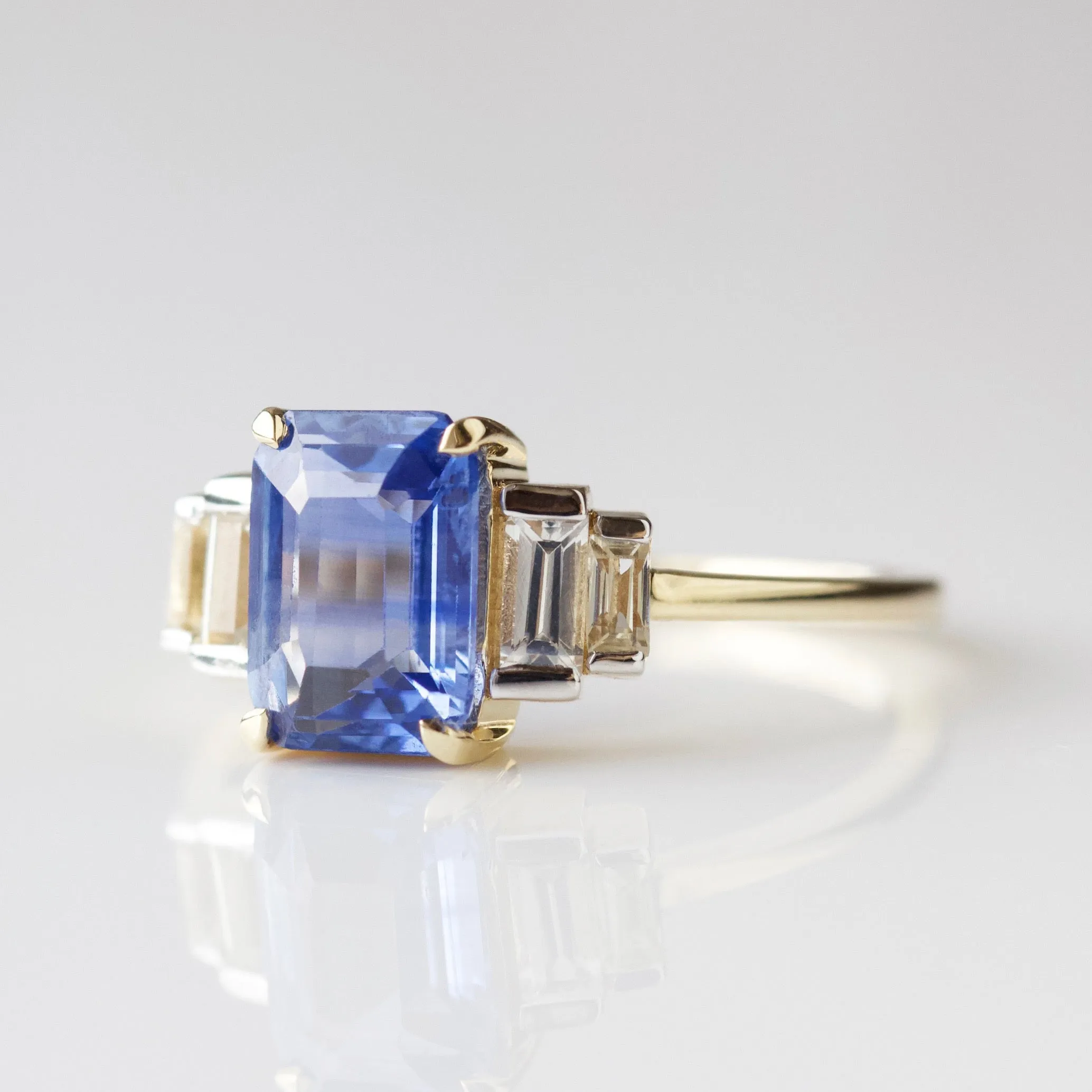 Exclusive Sapphire and White Sapphire Baguette Ring- Size Small