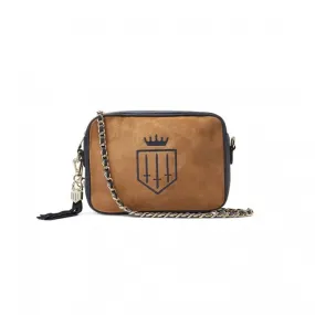 Fairfax & Favor Womens Finsbury Crossbody Bag in Tan/Navy Suede