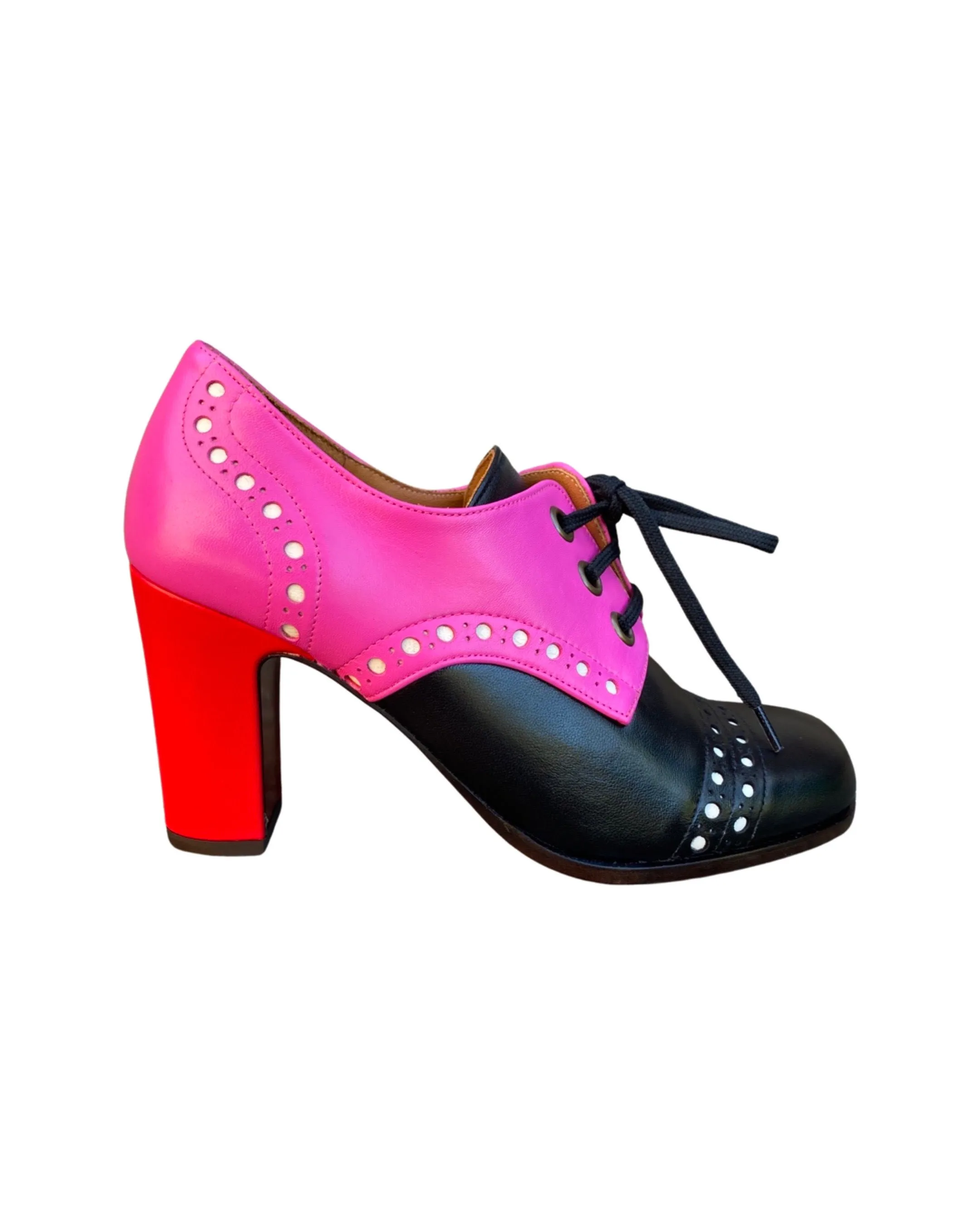 Farid Hot Pink And Black with Red Heel