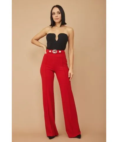 FASHNZFAB Cg Buckle And Button Detail Pants