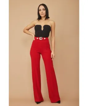 FASHNZFAB Cg Buckle And Button Detail Pants