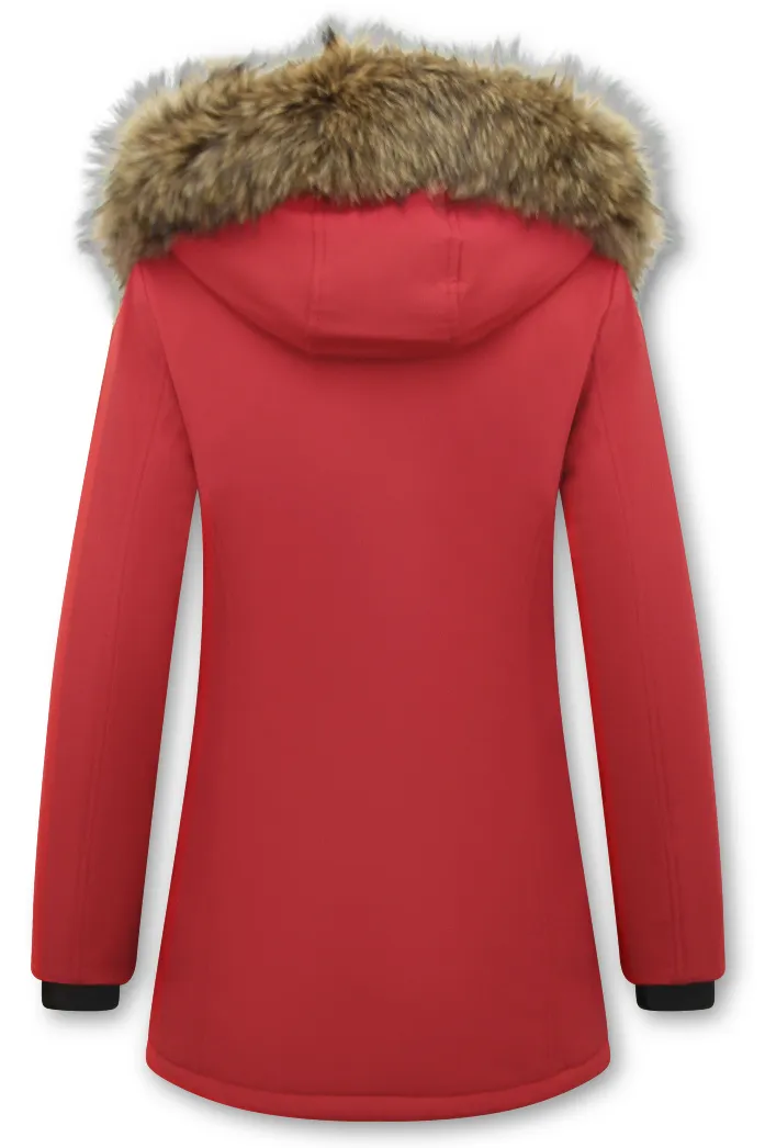 Fox Fur Winter Coat Women Red |