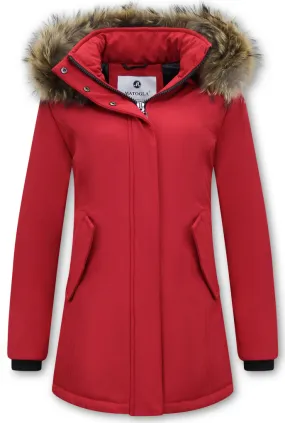 Fox Fur Winter Coat Women Red |