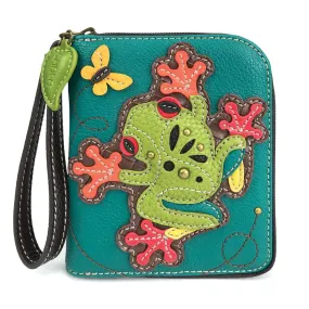 Frog Zip-Around Wallet in Turquoise