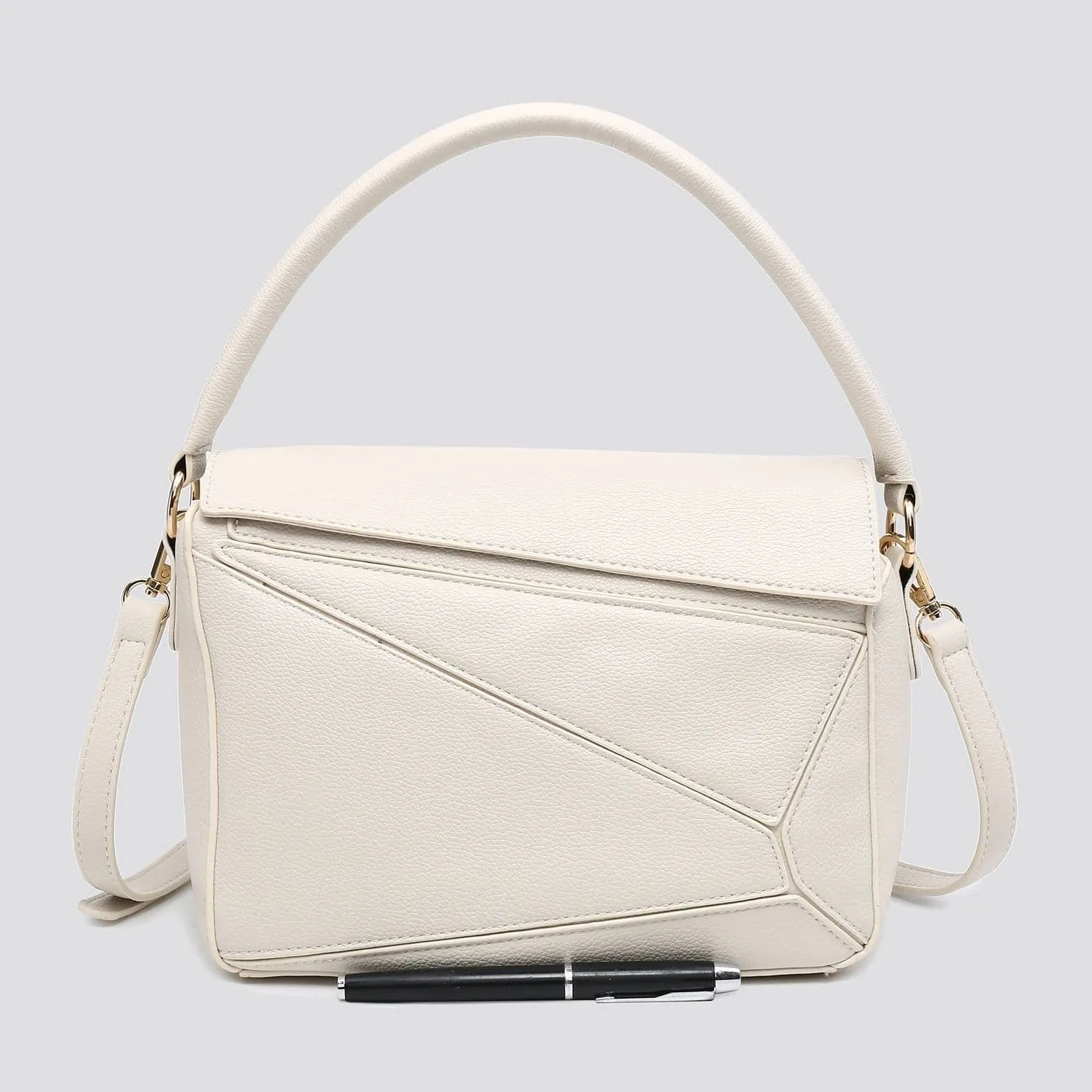 GEOMETRIC HANDBAG WITH STRAP IVORY